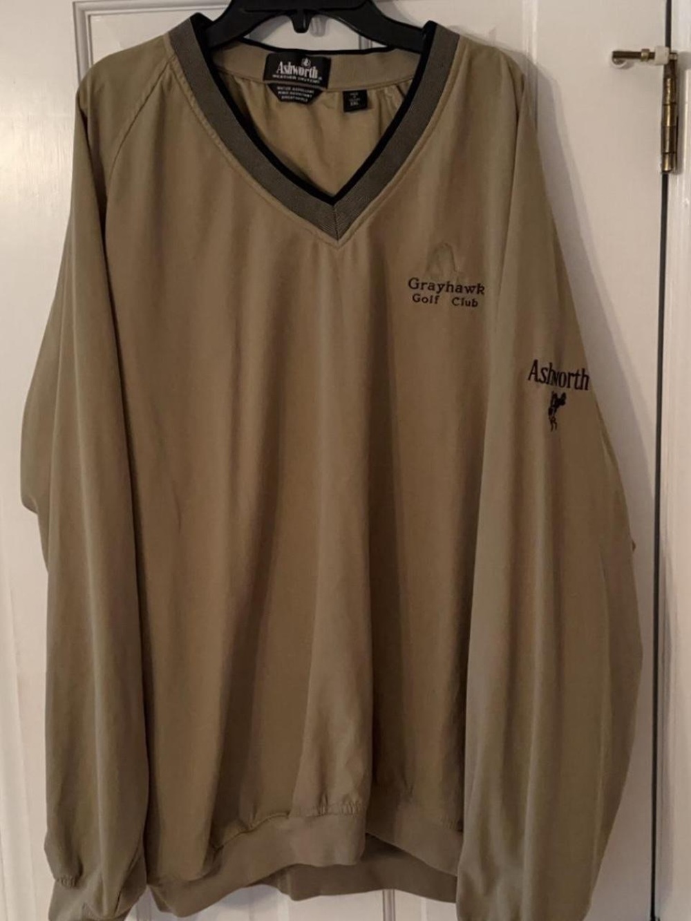Ashworth Tan V-Neck Lightweight Golf Pullover